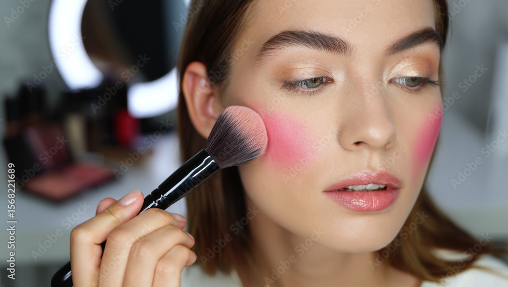 woman applying make up woman applying make up