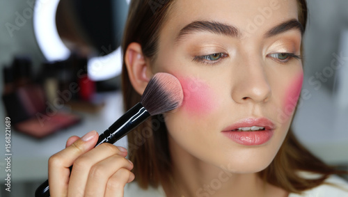 woman applying make up