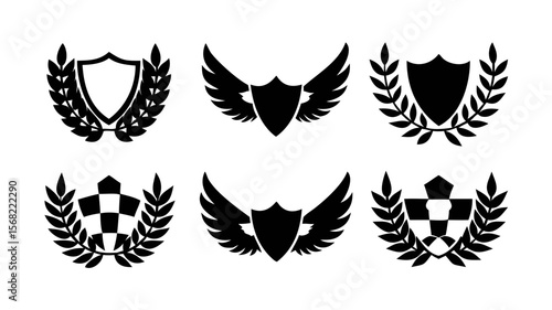 Shields heraldic emblems vector collection for logo design and branding assets