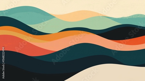 Abstract Wave Pattern in Soft Earthy Tones