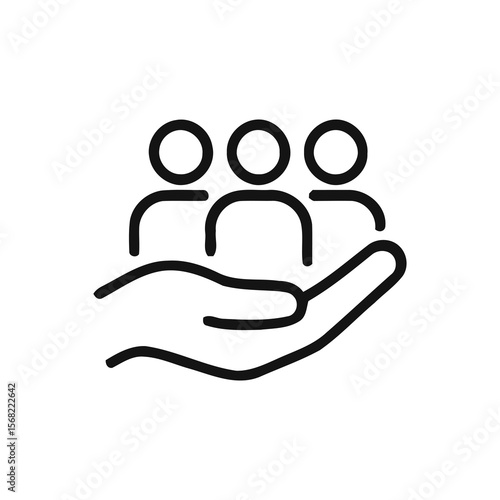 People in Hand Icon: Care, Support, Community