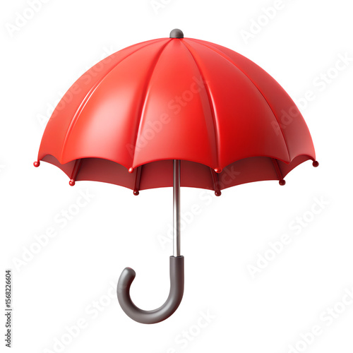A red open umbrella isolated on transparent background