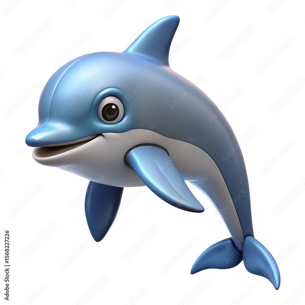 Obraz premium A playful light blue dolphin with a white belly isolated on transparent background