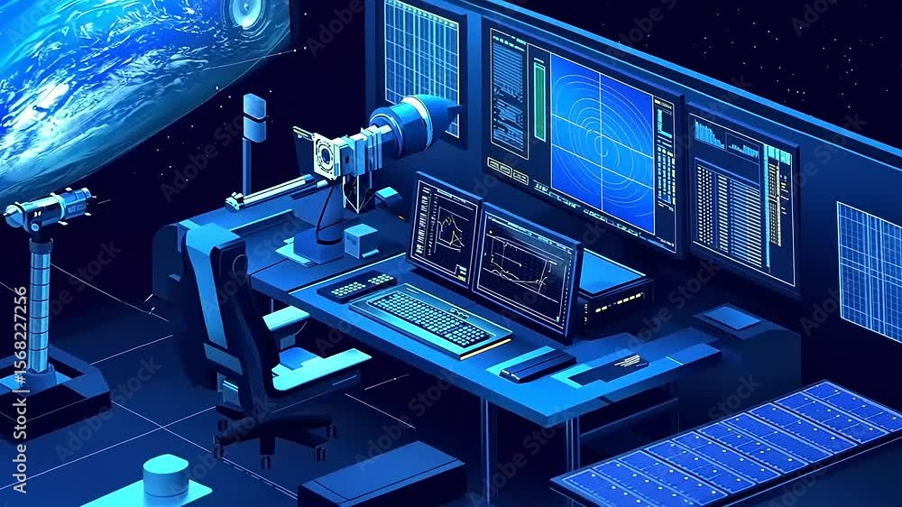 Space Station Control Room: Futuristic Mission Control Center Space Station Control Room: Futuristic Mission Control Center