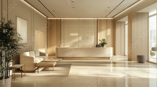 Modern Minimalist Reception Area with Natural Light