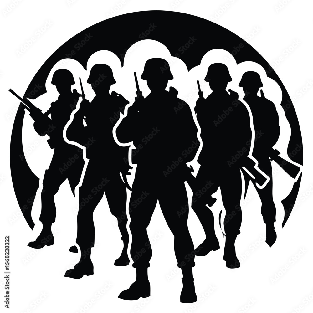 Fototapeta premium Soldiers Icon single vector shilhouette 
