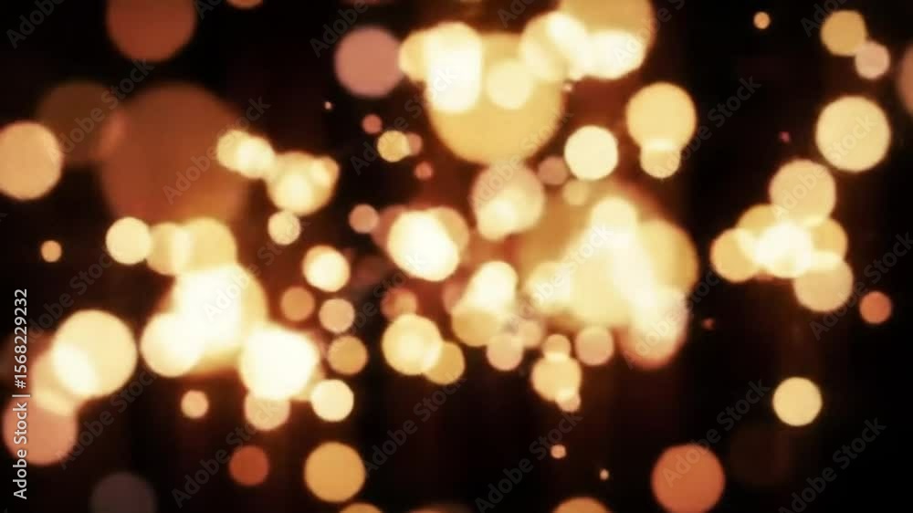 Abstract golden bokeh particles floating and sparkling against a dark background Abstract golden bokeh particles floating and sparkling against a dark background