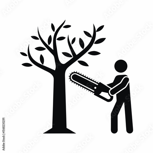 Tree Cutting icon silhouette vector illustration