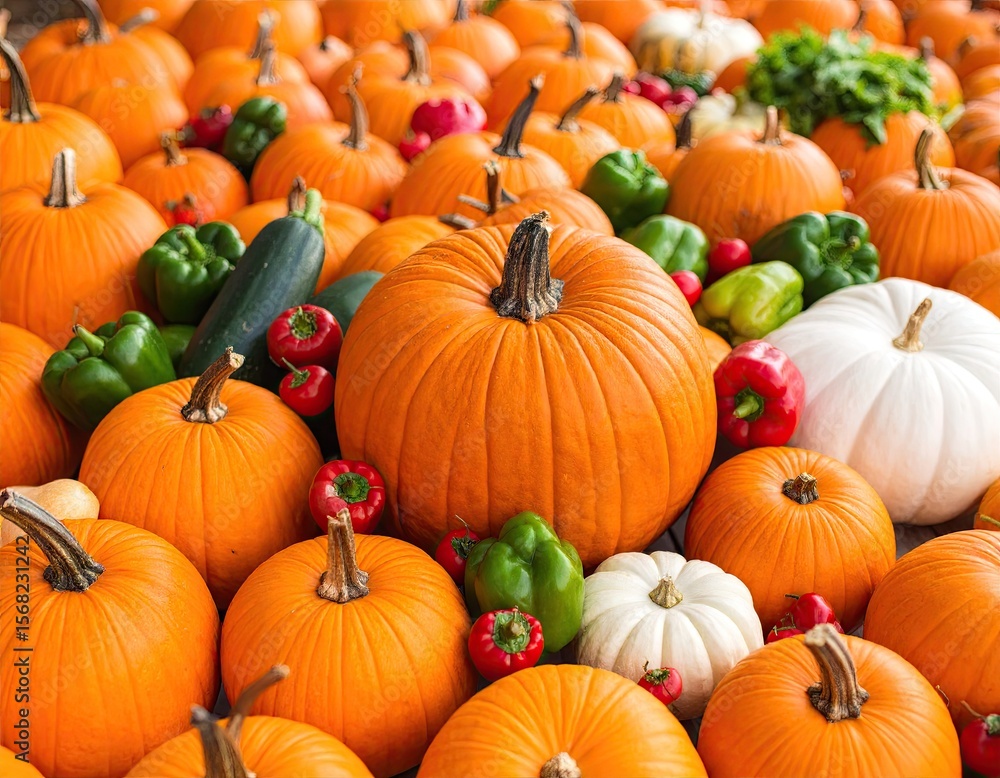 Pumpkins and colorful vegetables Pumpkins and colorful vegetables