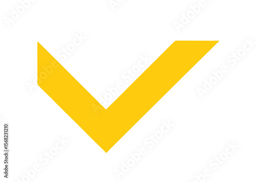 Bold yellow check mark symbol on a clean white background for approval or success