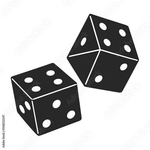 Two Dice silhouette vector illustration