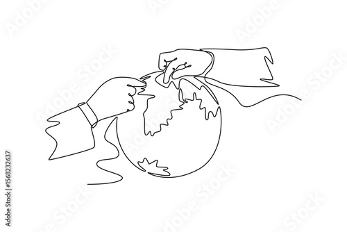 Changes to the country's regional map. effects of world war concept. Single line draw design. Vector graphic illustration