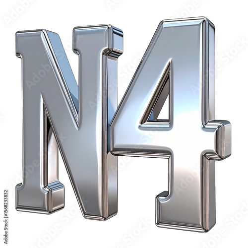 Metallic n 4 logo design on black background