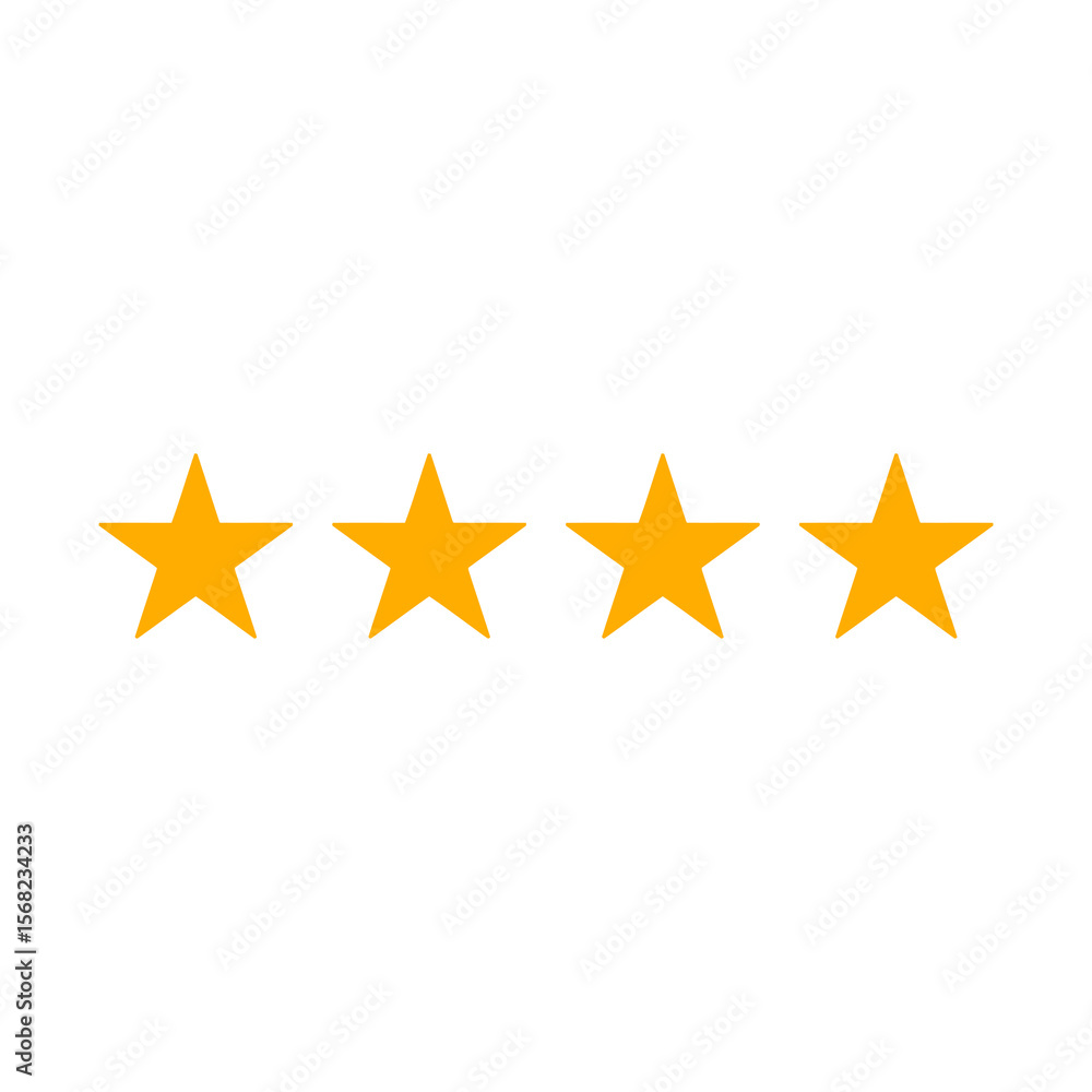 Four Golden Stars: High Rating, Quality, Review Icon Four Golden Stars: High Rating, Quality, Review Icon