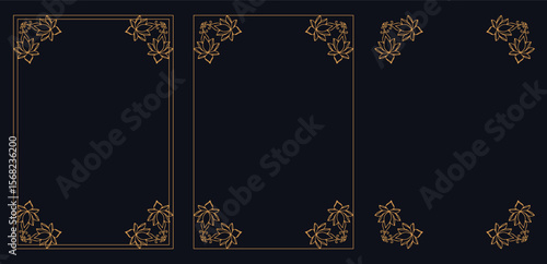 Corner frame, Set of vintage frames, bouquet of flowers, corner flourish border set, Vintage elegant ornament divider and frames collection