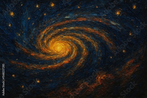 Wallpaper Mural Impasto painting of cosmic swirl galaxy in textured brushstroke style wallpaper Torontodigital.ca