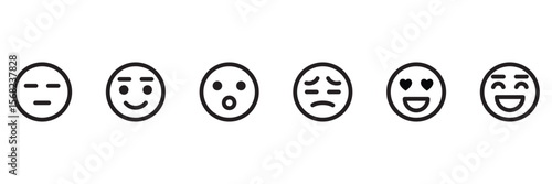 Emoticons icon set. Emoji faces collection flat and line vector style isolated on transparent background. Happy and sad, good and bad emoji.