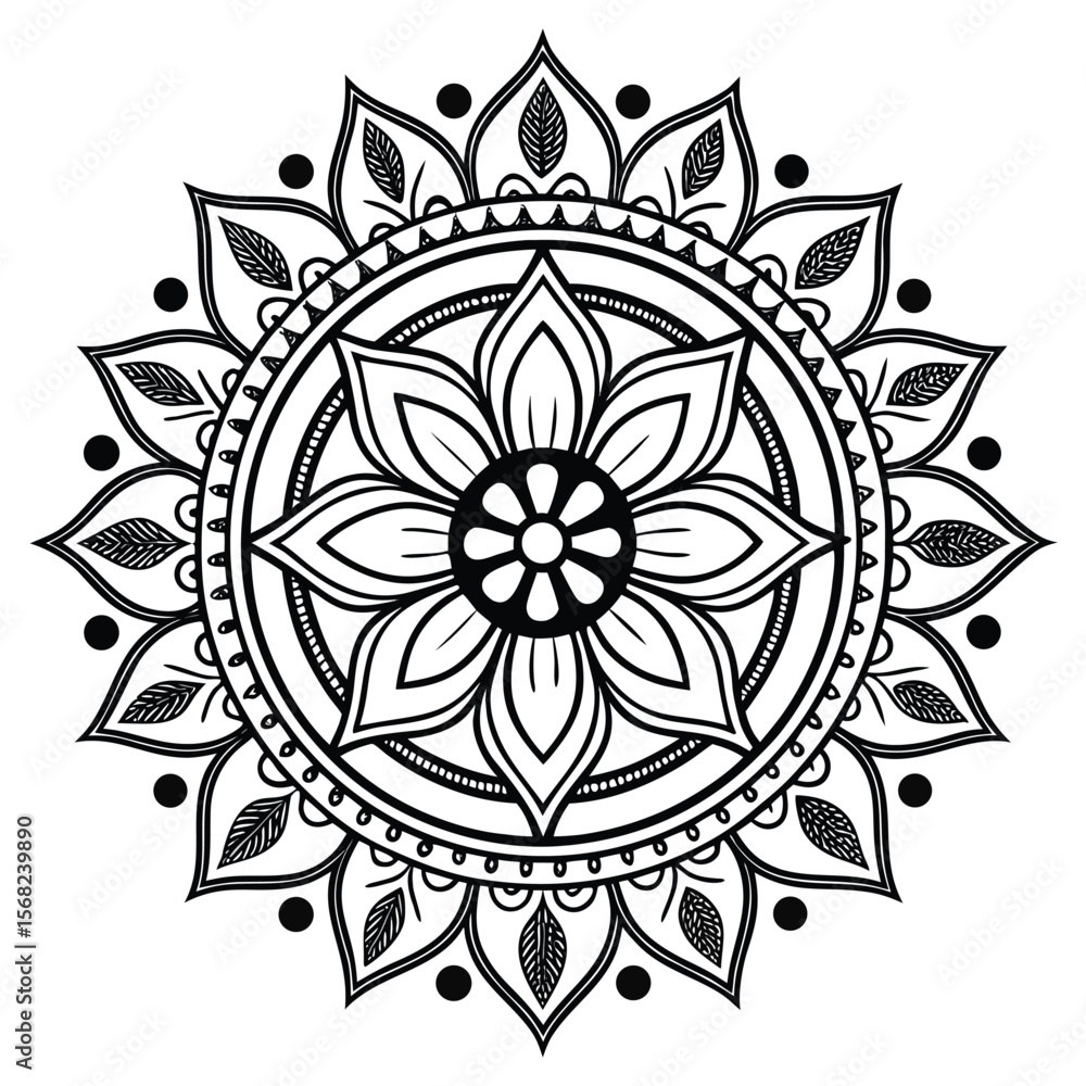Elegant mandala with intricate petal patterns showcases geometric art and spiritual symbolism Elegant mandala with intricate petal patterns showcases geometric art and spiritual symbolism