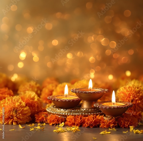 A beautiful background for the festival of lights, Diwali with candles