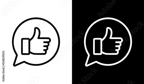 thumbs-up icon in a speech bubble.