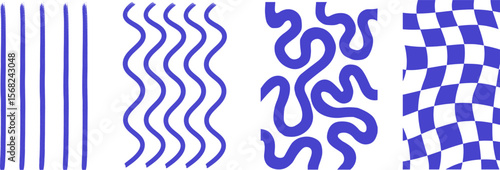 Dynamic Wavy Line Patterns. Abstract Modern Textile Backgrounds.