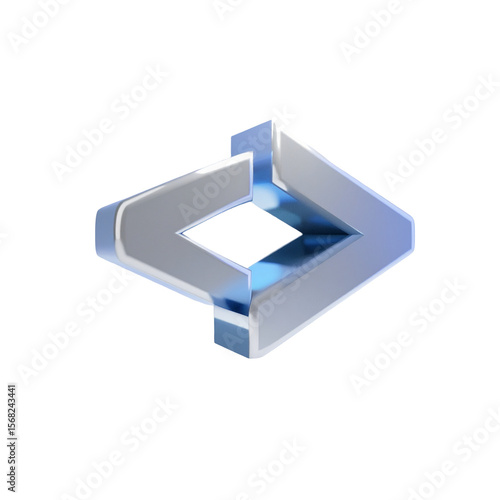 Silver geometric symbol on black background