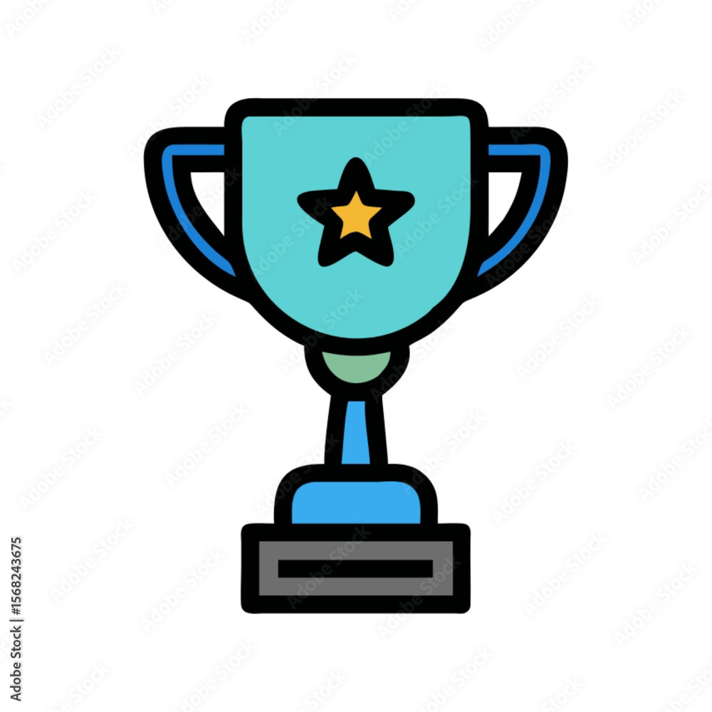 Golden victory trophy cup with ribbon, a shiny award for champions Golden victory trophy cup with ribbon, a shiny award for champions