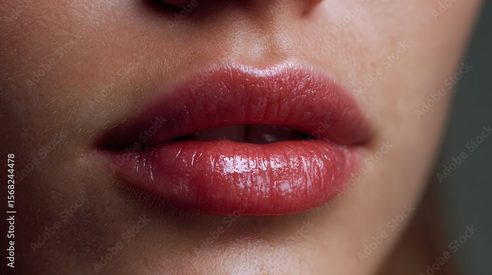 Naklejka premium Captivating close up of vibrant red lips