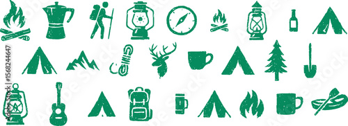 Ultimate Camping Icons Collection: Tents, Lanterns, Fire Pits, and Outdoor Gear