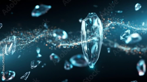 Wallpaper Mural Crystal Fragments Flowing Through Dark Space Torontodigital.ca