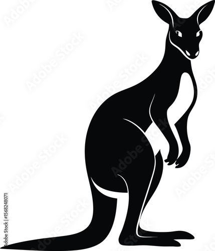 kangaroo silhouette vector illustration on white background
