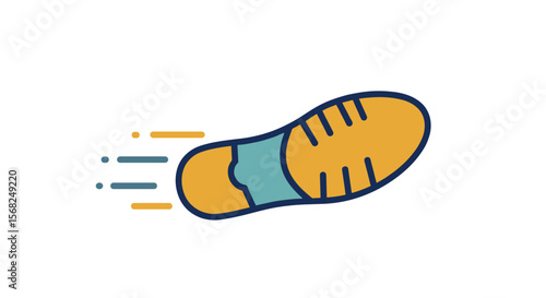 Footprint in motion with speed lines