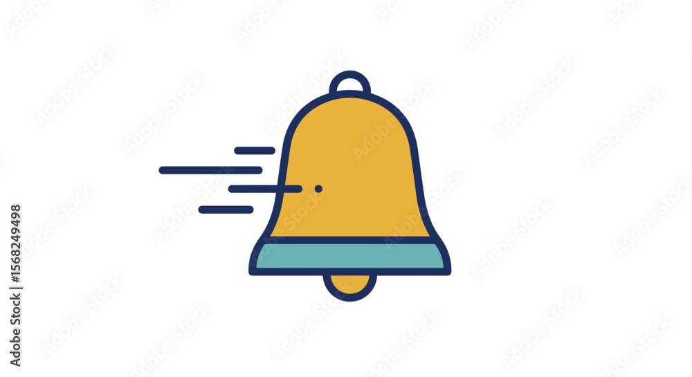 Cartoon bell ringing with motion lines Cartoon bell ringing with motion lines