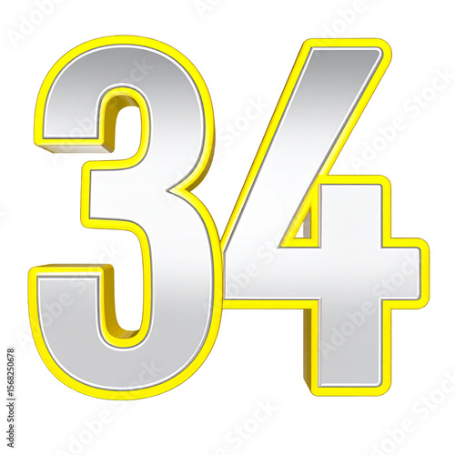 Stylized 3 d number 34 graphic design element