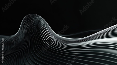 Abstract Metal Wave Pattern on Black Background