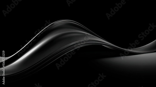 Abstract Black Wave on Dark Background