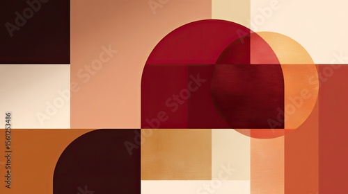 Abstract Geometric Art with Red and Orange Circles