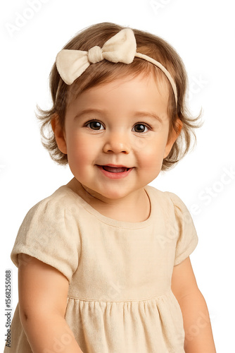 portrait of happy baby girl adorable baby girl portrait, cute adorable baby girl smiling with bow, natural light shot of adorable baby girl in dress adorable baby girl