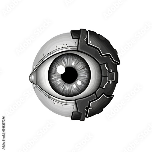 Monochrome Cybernetic Eye Technology. (AI Generated)