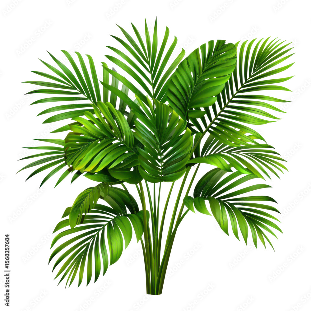 Lush Green Tropical Palm Leaves Isolated on White Background Lush Green Tropical Palm Leaves Isolated on White Background