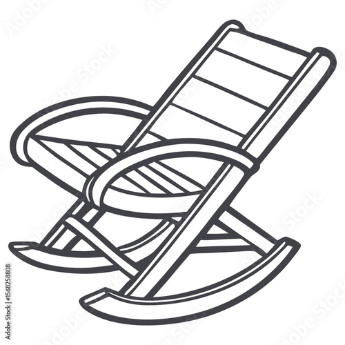Folding Rocking Chair Outline Vector