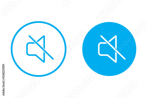 Volume off icon app and web. Speaker with prohibition sign. Silence, mute. Speaker Icon. Sound Icon, Vector Illustration.