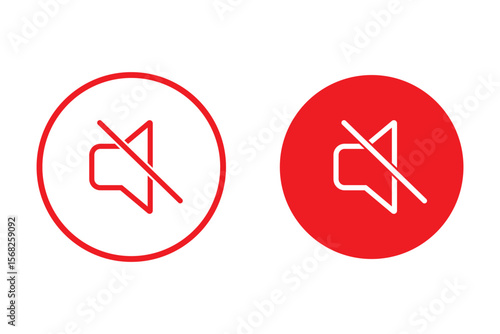 Volume off icon app and web. Speaker with prohibition sign. Silence, mute. Speaker Icon. Sound Icon, Vector Illustration.