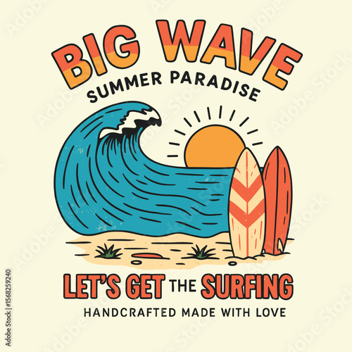 Photography Big wave surfing graphic print – t-shirt, poster, and sticker design for surf lo