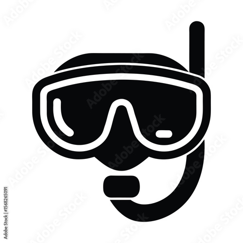 Minimalist black snorkeling mask with snorkel icon