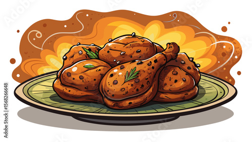 Cajun Blackened Chicken Thighs, richly seasoned, display a dark crust and juicy texture, steam rising from the surface in a minimal white frame.