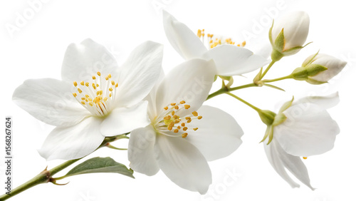 Fototapeta Naklejka Na Ścianę i Meble -  The jasmine flower a beautiful white blossom isolated on a white background PNG. AI GENERATED.