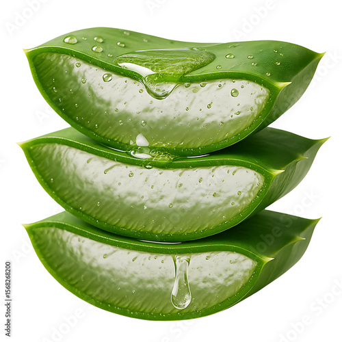 Stacked Aloe Vera Slices with Oozing Gel - Natural Skincare & Health - removed background

