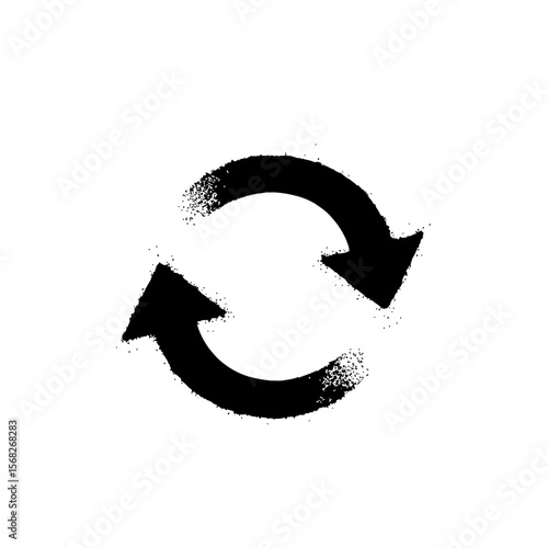 Isolated black spray paint arrow circle on a white background