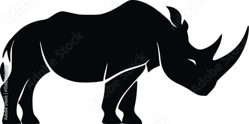 Powerful Rhino Silhouette: Vector Illustration, Strong, Bold Design